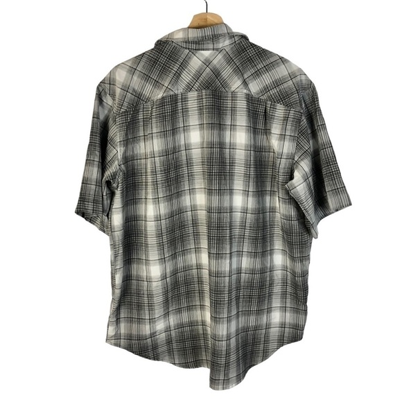 Orvis Gray Plaid Woven Tech Short Sleeve Button Down XL - Picture 2 of 3